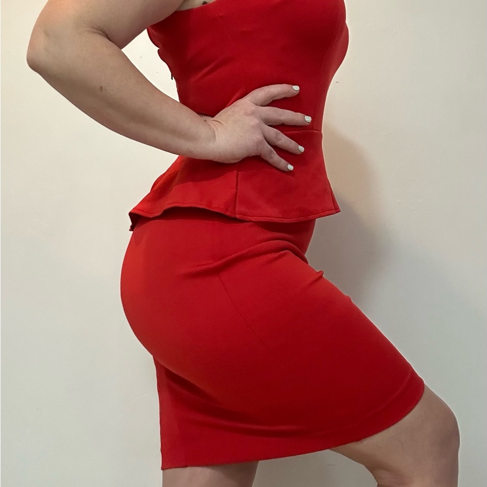 Red peplum dress